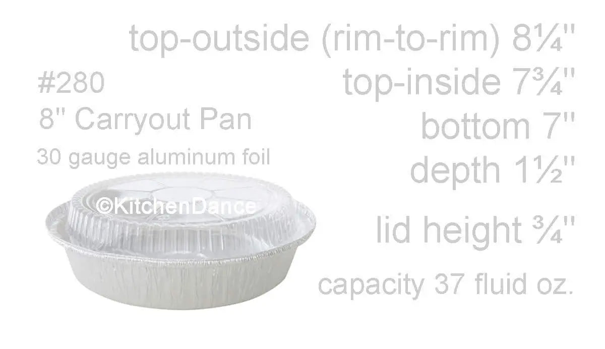 8" Round Carryout Pan with Plastic Dome Lid   Case of 500 #280P Handi-Foil