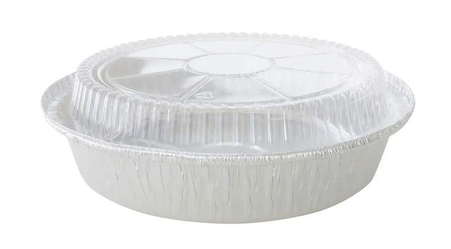 8" Round Carryout Pan with Plastic Dome Lid   Case of 500 #280P Handi-Foil