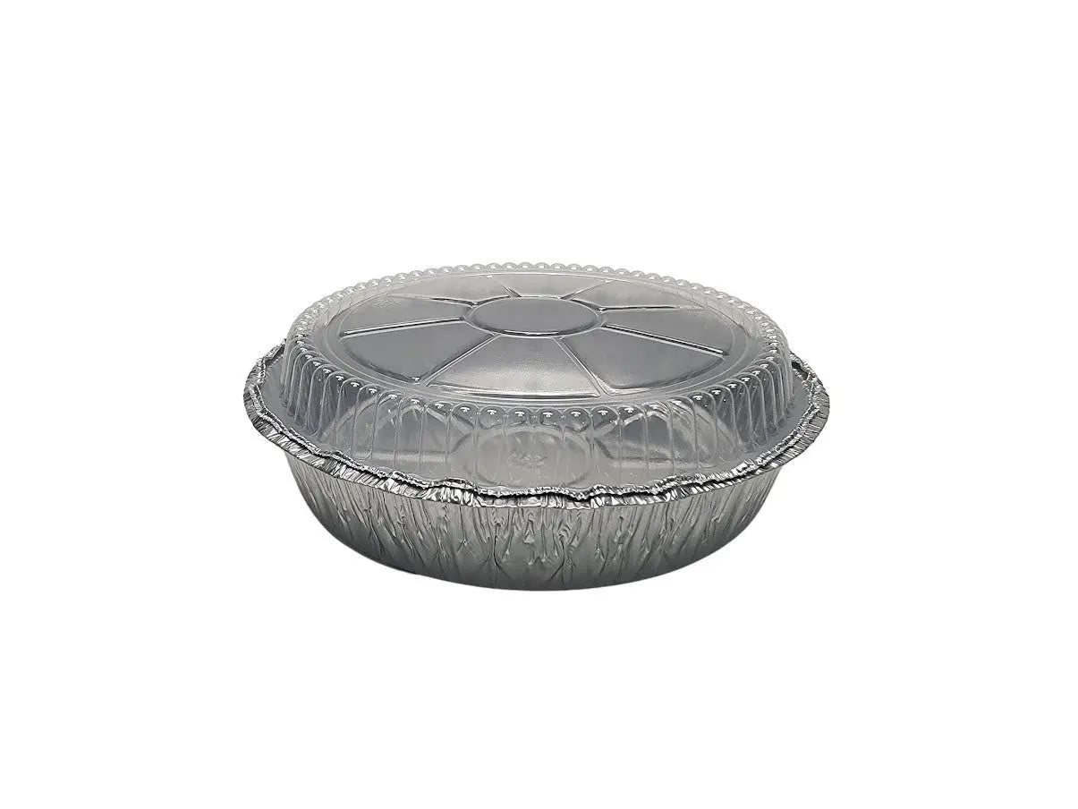 8" Round Carryout Pan with Plastic Dome Lid   Case of 500 #280P Handi-Foil