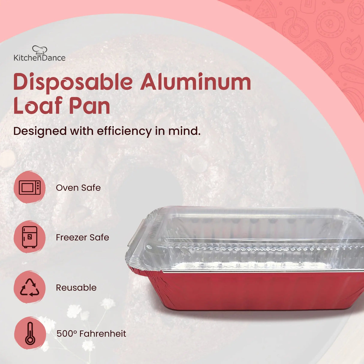 1½ lb. Closable Colored Foil Loaf Pan with Plastic Lid - Case of 1000 - #1650P KitchenDance