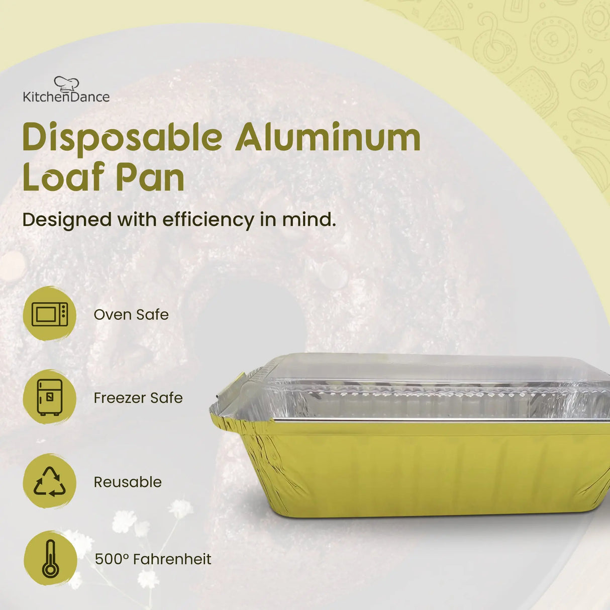 1½ lb. Closable Colored Foil Loaf Pan with Plastic Lid - Case of 1000 - #1650P KitchenDance