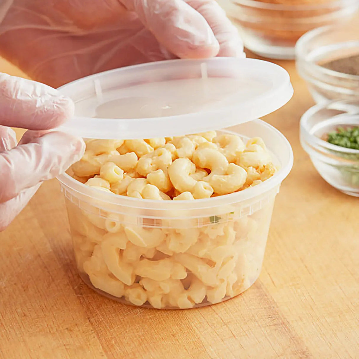 Tripack Deli Pro 12 oz. Round Microwavable Food Storage Deli Container With Lid Combo Pack - Case of 240 - #TD40012 Tripack Deli Pro