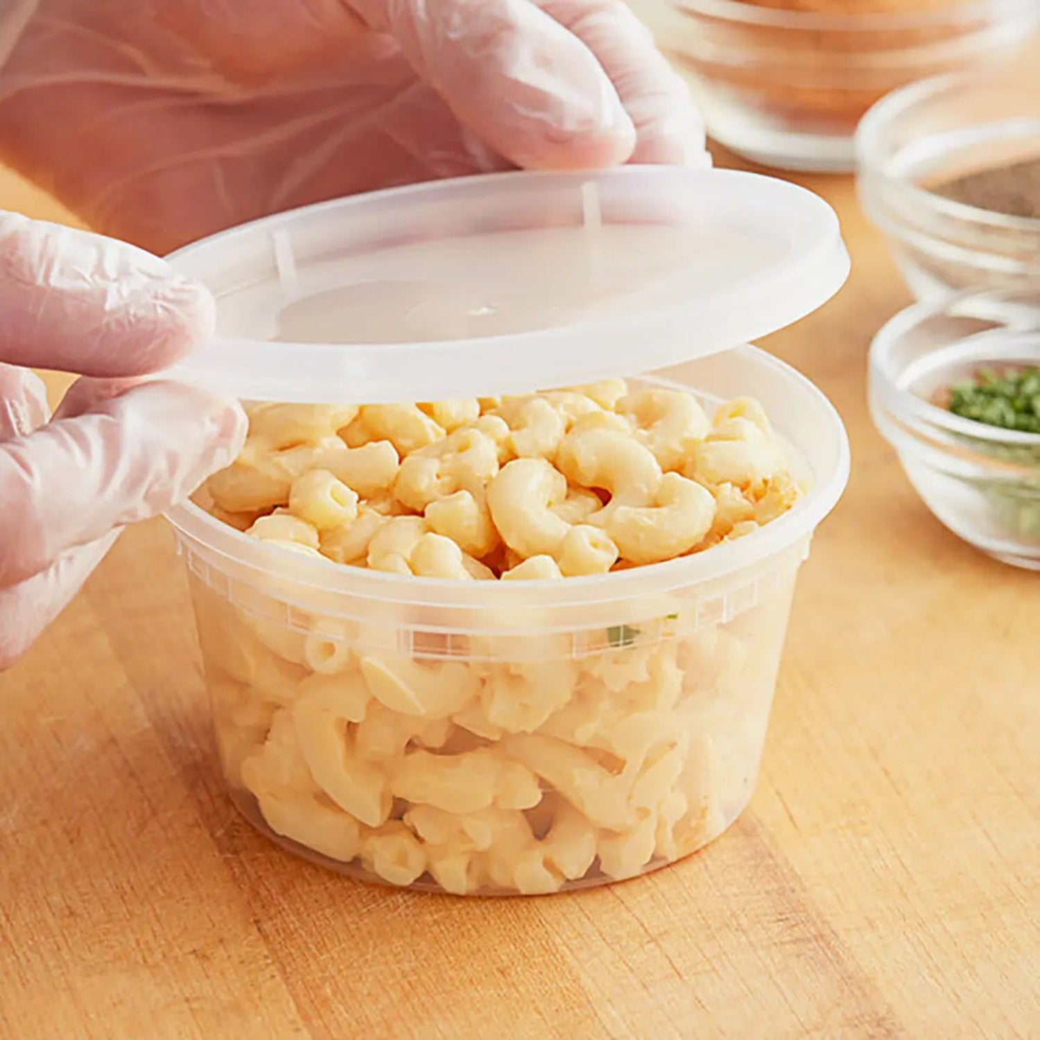 Tripack Deli Pro 12 oz. Round Microwavable Food Storage Deli Container With Lid Combo Pack - Case of 240 - #TD40012 Tripack Deli Pro