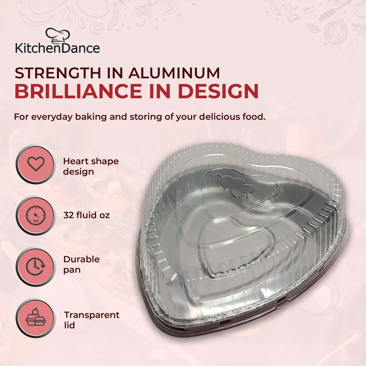 Heart Shaped Foil Pan with Plastic Dome Lid - Case of 100  #339P Handi-Foil