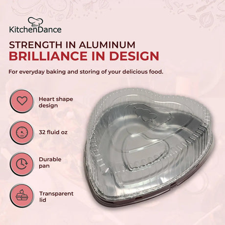 Heart Shaped Foil Pan with Plastic Dome Lid - Case of 100  #339P Handi-Foil