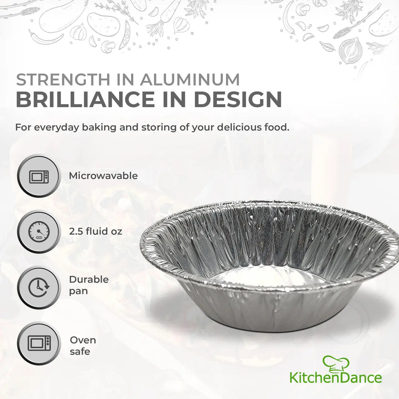 3" Disposable Small Aluminum Foil Tart Pan- Case of 1000  #301 KitchenDance
