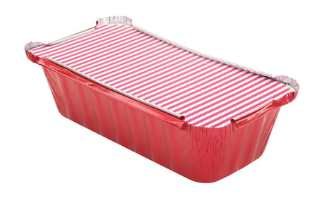 2 lb. Colored Closable Foil Loaf Pan with Board Lid - Case of 1000 - #1850L Aikou