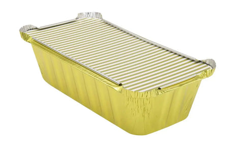 2 lb. Colored Closable Foil Loaf Pan with Board Lid - Case of 1000 - #1850L Aikou