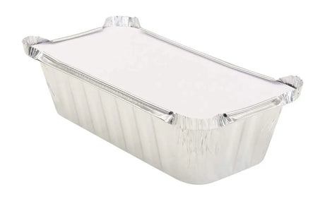 2 lb. Colored Closable Foil Loaf Pan with Board Lid - Case of 1000 - #1850L Aikou