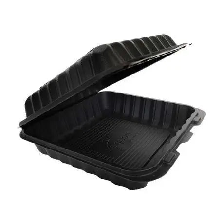 8 x 8 x 3 MFPP 1 Compartment Hinged Take Out Container Black - Case of 200 D & W Fine pack