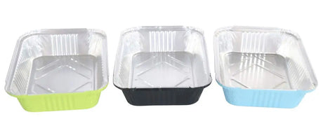 3.75 lb. Colored Carryout Foil Pan with Board Lid - Case of 500 - #3227L KitchenDance