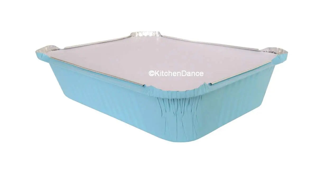 3.75 lb. Colored Carryout Foil Pan with Board Lid - Case of 500 - #3227L KitchenDance