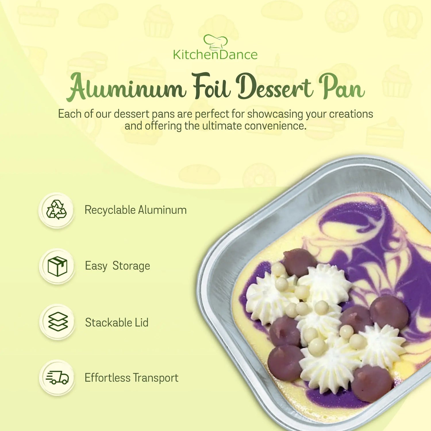 4" Square Colored Aluminum Foil Dessert Pan w/ Lids Case of 1000- #A6P KitchenDance