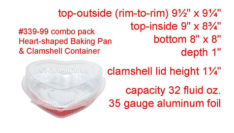 Heart Shaped Foil Pan with Clamshell Container - Case of 100 - #339-99 KitchenDance