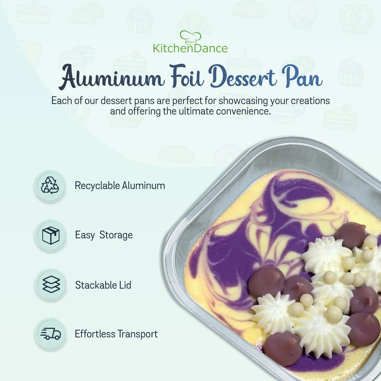 4" Square Colored Aluminum Foil Dessert Pan w/ Lids Case of 1000- #A6P KitchenDance