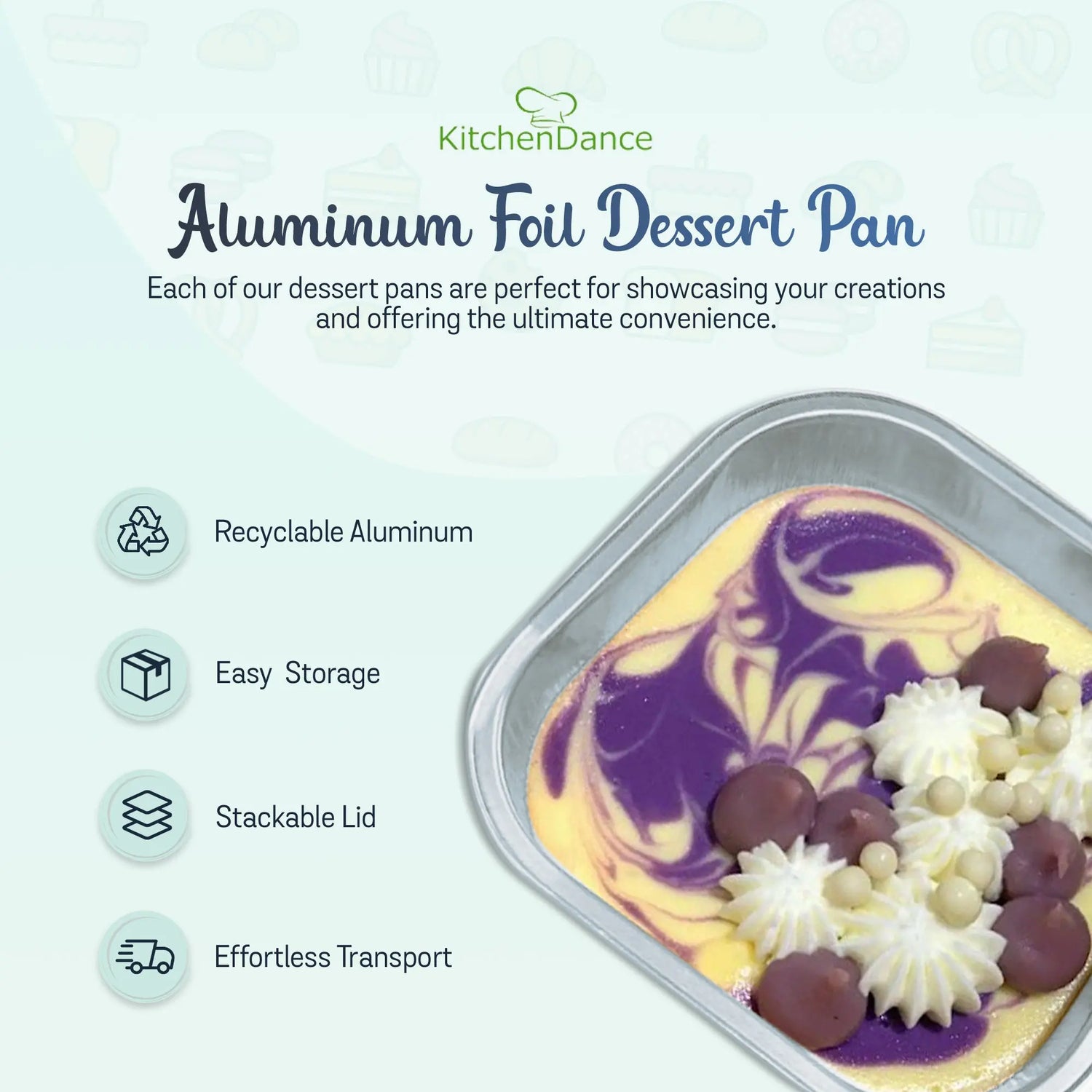 4" Square Colored Aluminum Foil Dessert Pan w/ Lids Case of 1000- #A6P KitchenDance
