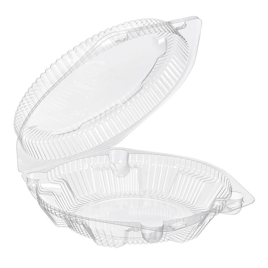 D&W Fine Pack 8" Hinged Pie Container with Low Dome Lid - Case of 200 - #36108
