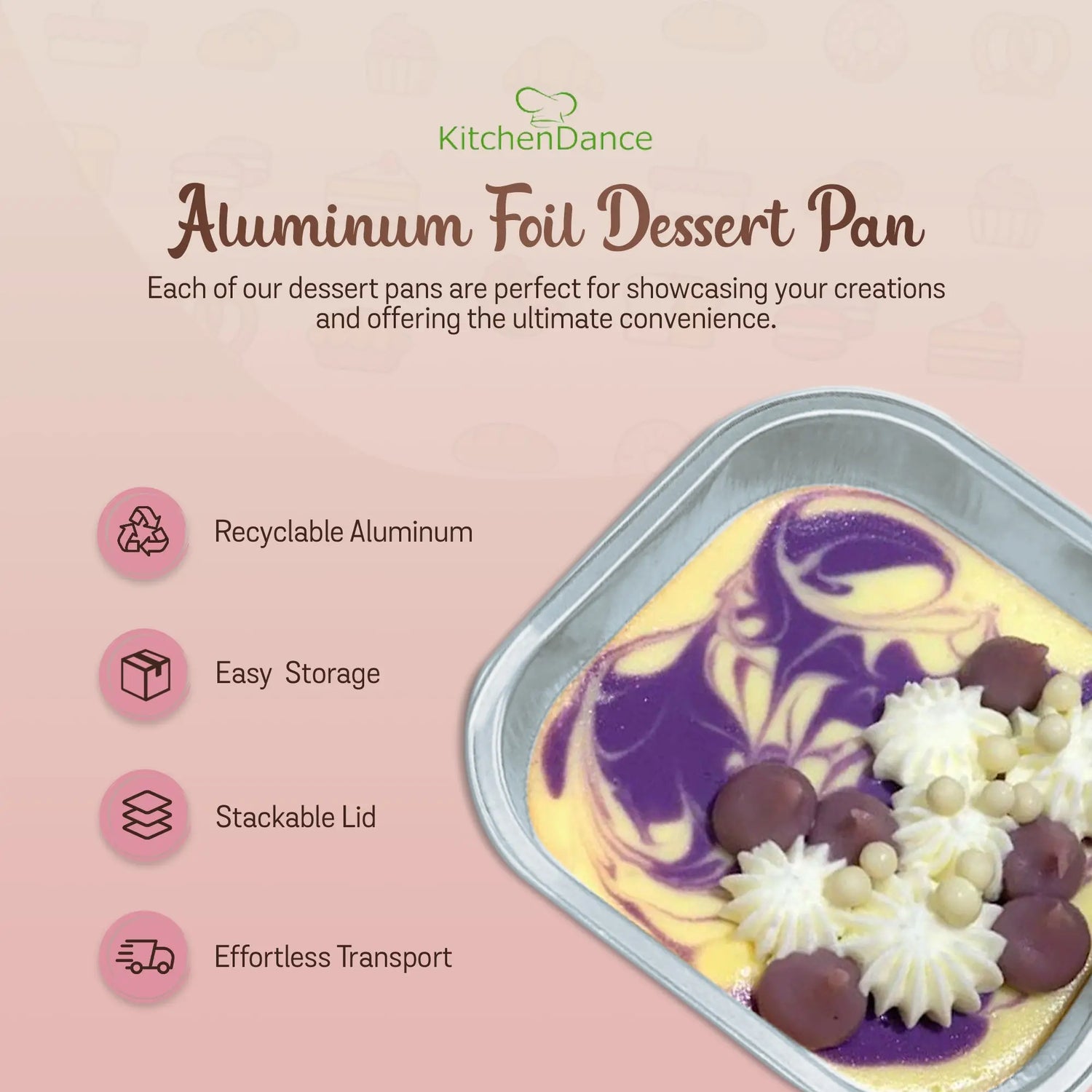 4" Square Colored Aluminum Foil Dessert Pan w/ Lids Case of 1000- #A6P KitchenDance