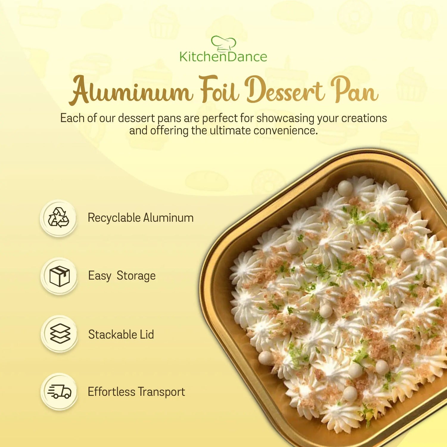 4" Square Colored Aluminum Foil Dessert Pan w/ Lids Case of 1000- #A6P KitchenDance