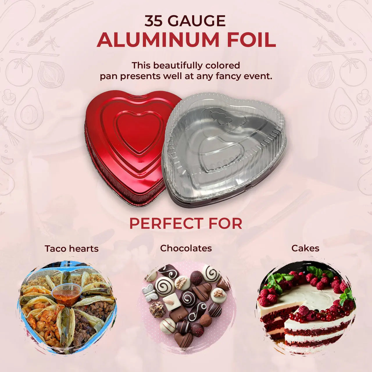 Heart Shaped Foil Pan with Plastic Dome Lid - Case of 100  #339P Handi-Foil