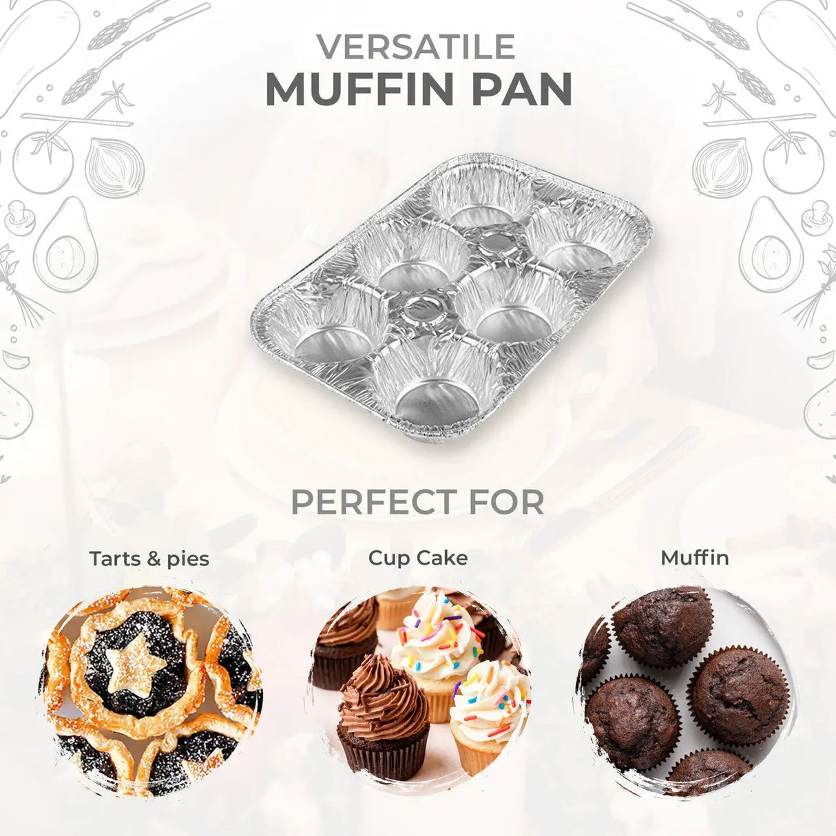 Disposable 6 Cup Muffin Pan or cupcake pan - Case of 200- #1500 Durable Packaging