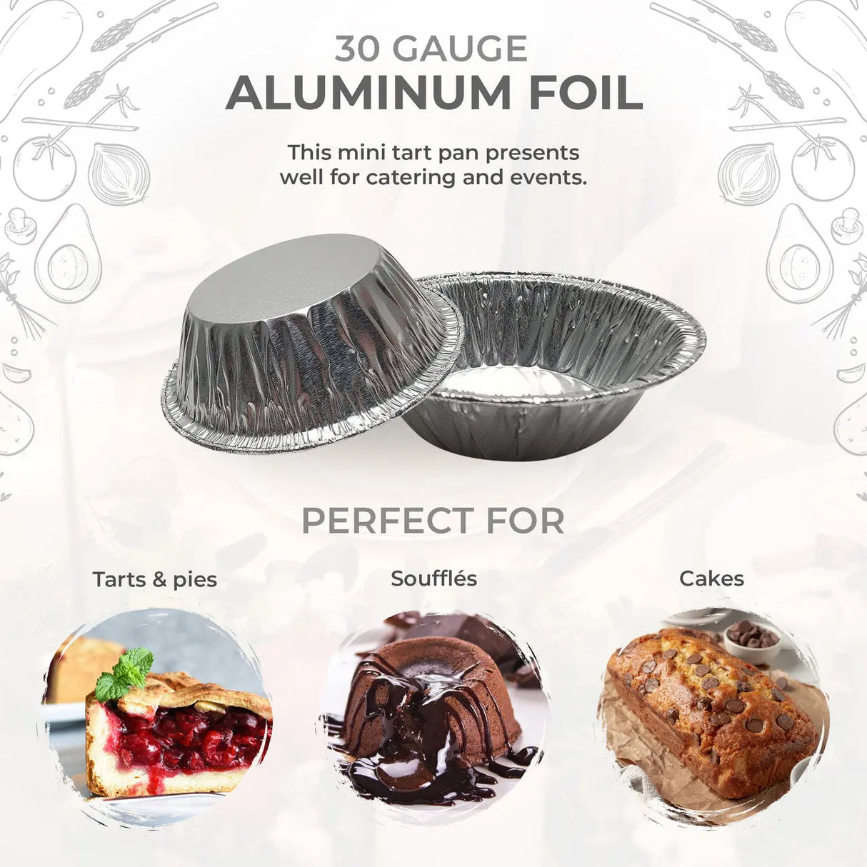 3" Disposable Small Aluminum Foil Tart Pan- Case of 1000  #301 KitchenDance