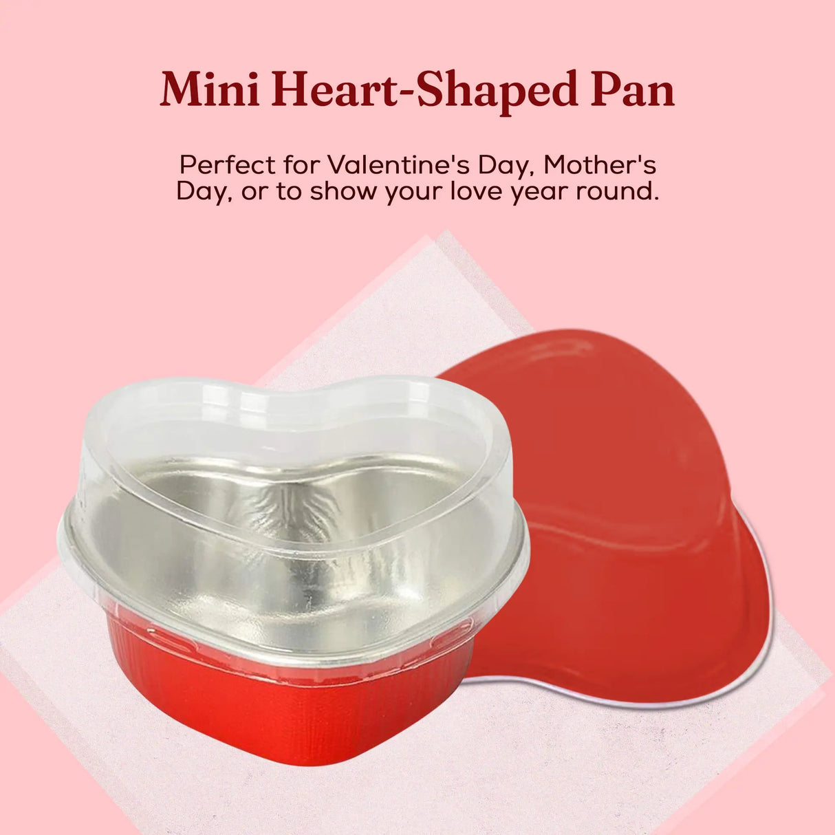 Mini Heart Shaped Foil Pan with Plastic Lid - Case of 2000 - #3055P KitchenDance