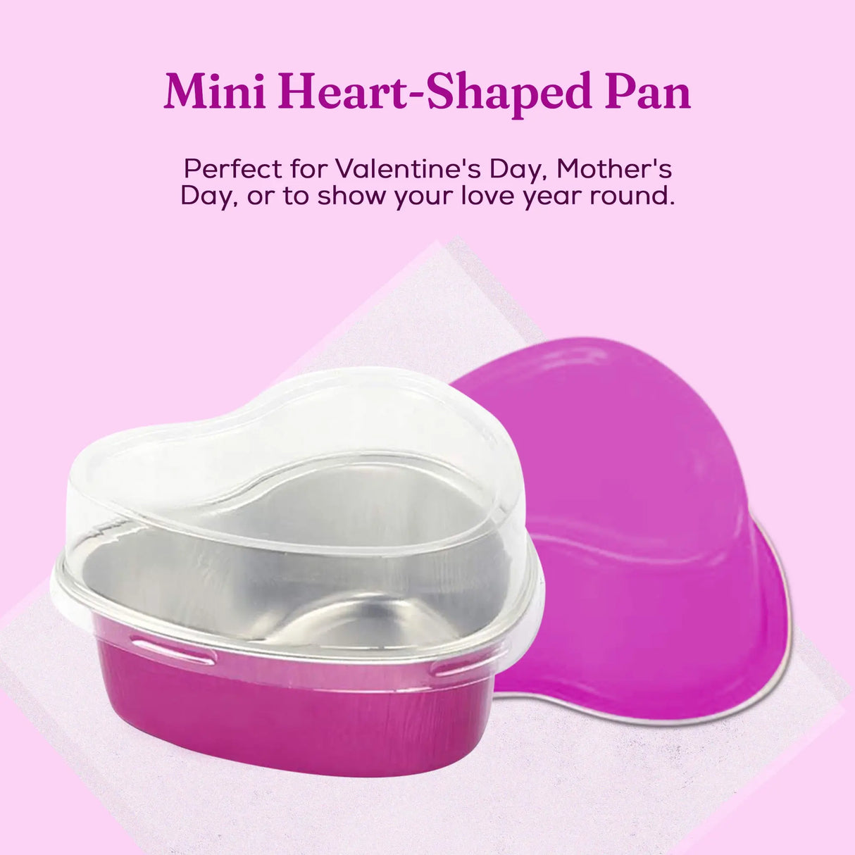 Mini Heart Shaped Foil Pan with Plastic Lid - Case of 2000 - #3055P KitchenDance