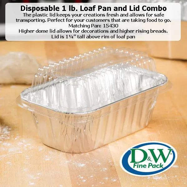 D & W Fine Pack 1 lb.  Aluminum Mini Loaf Pan with Dome lid Combo - Case of 500 - #15430P D & W Fine pack