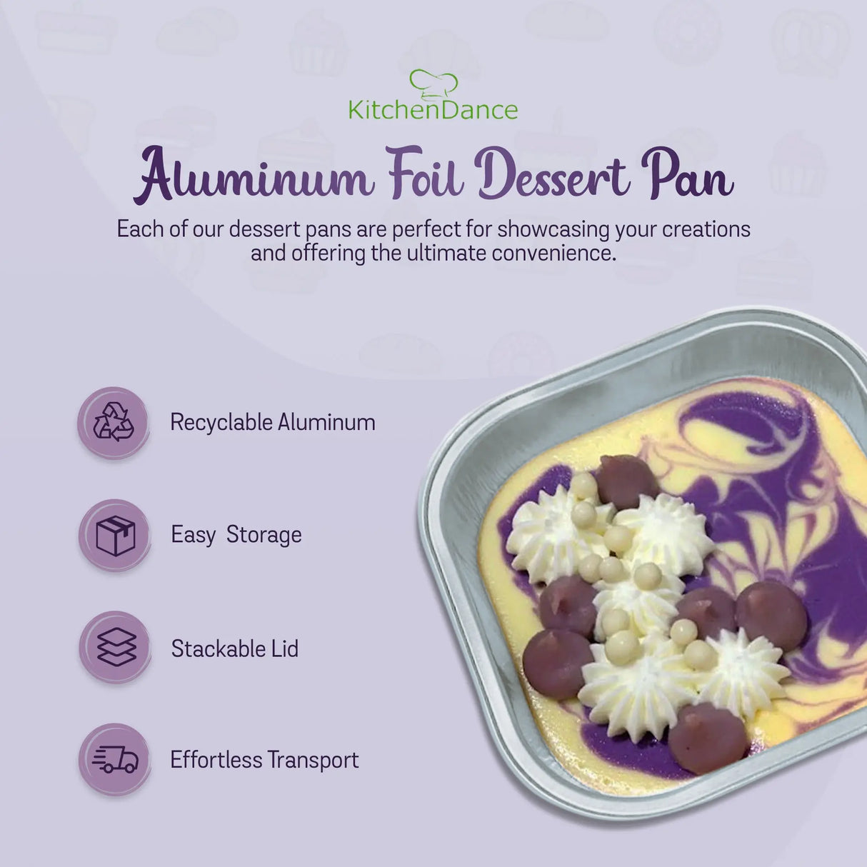 4" Square Colored Aluminum Foil Dessert Pan w/ Lids Case of 1000- #A6P KitchenDance