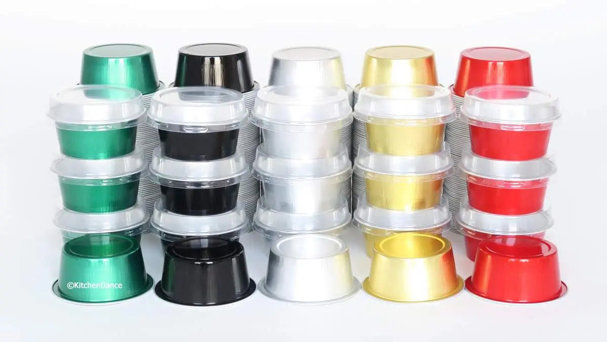 1½ oz. Colored Mini Foil Cups with Snap-on Lid - Case of 2000  #A45P KitchenDance