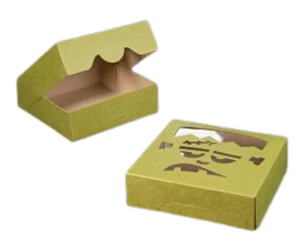 8" x 8" x 2 1/2" Green/Brown Frankenstein Window, Timesaver Halloween Box - case of 50 BRP Box shop