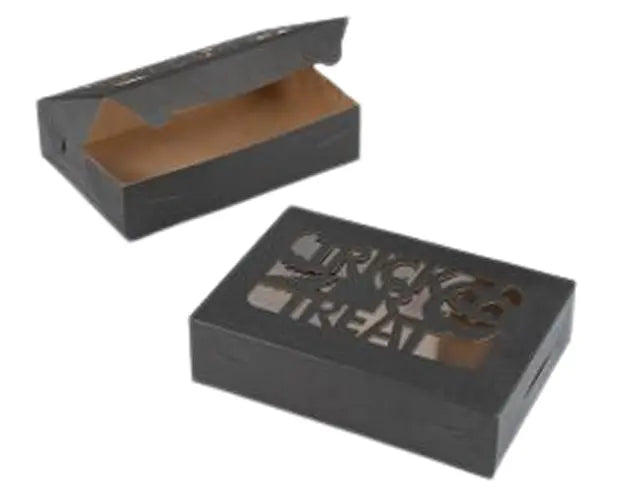 10" x 7" x 2 1/2" Black Trick or Treat Window, Lock & Tab Holiday Box - Case of 50 BRP Box shop