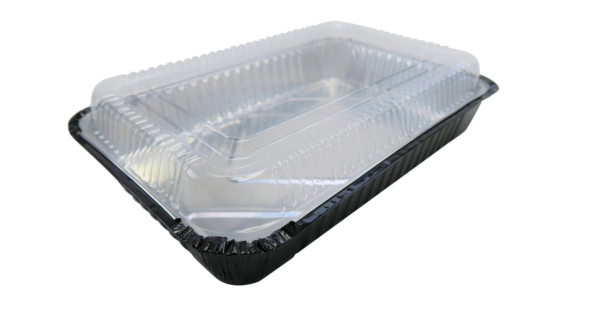 4 ½ lb. Colored Disposable Food Pan w/ Plastic Lid - Case of 200 #52180P KitchenDance