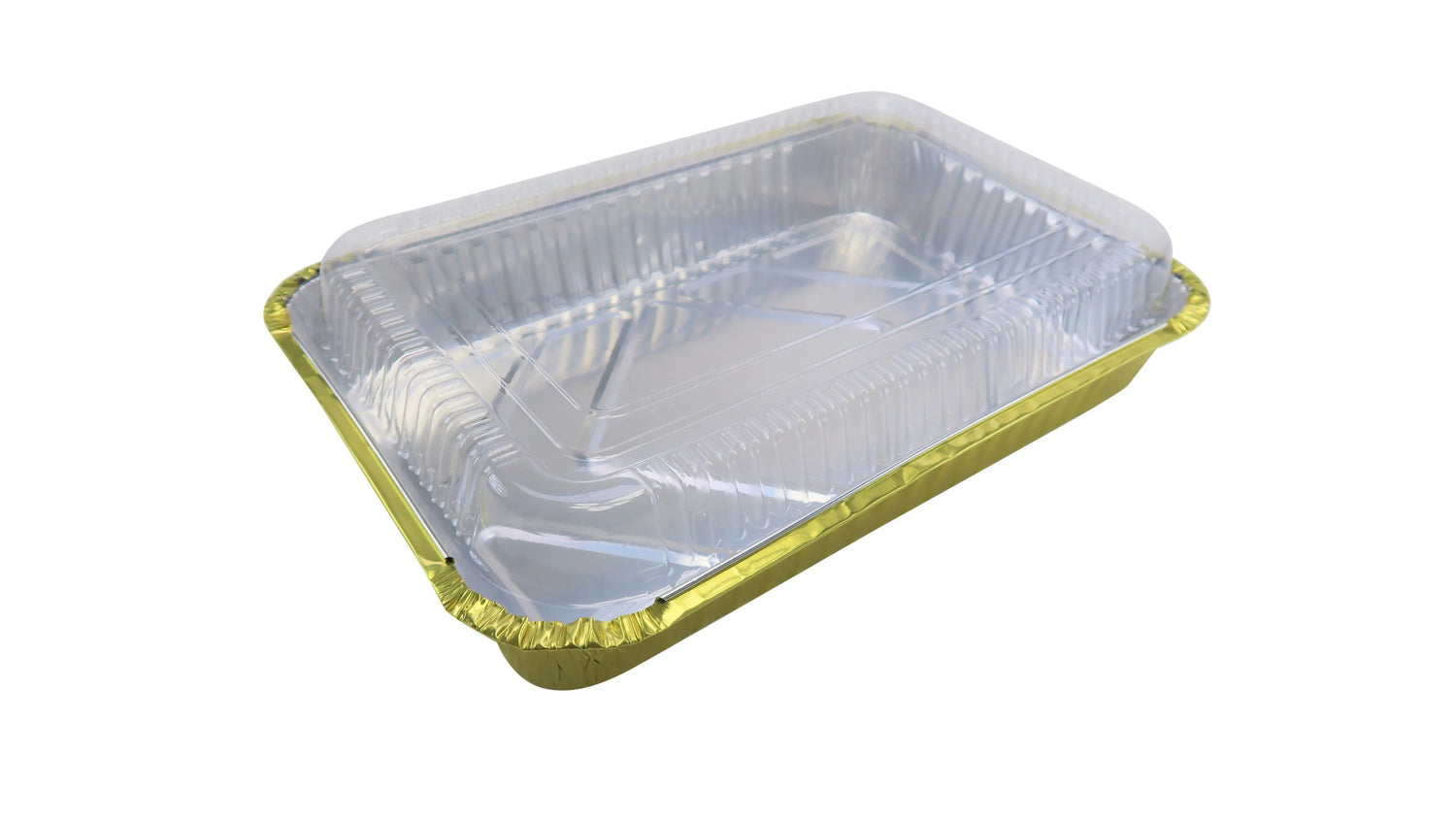 4 ½ lb. Colored Disposable Food Pan w/ Plastic Lid - Case of 200  #52180P KitchenDance