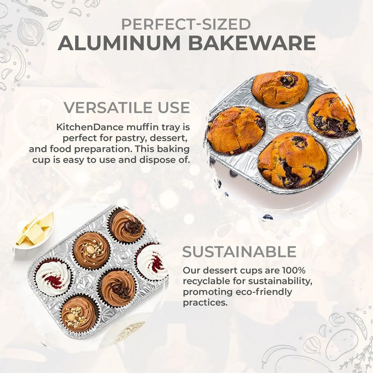 Disposable 6 Cup Muffin Pan or cupcake pan - Case of 200- #1500 Durable Packaging