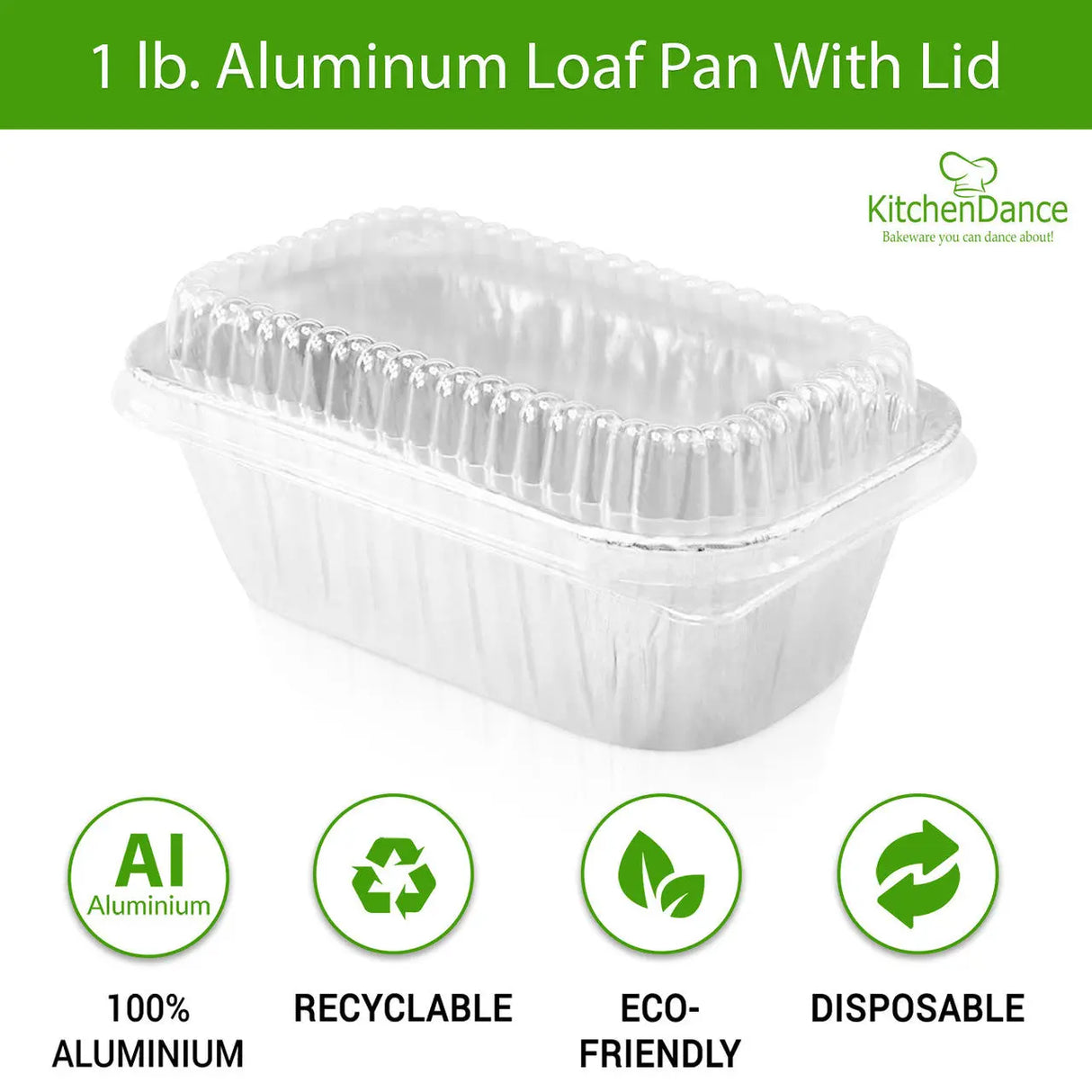 1 lb. Disposable Aluminum Mini Loaf Pan w/ Plastic Lid - Case of 200 - #5000P Handi-Foil