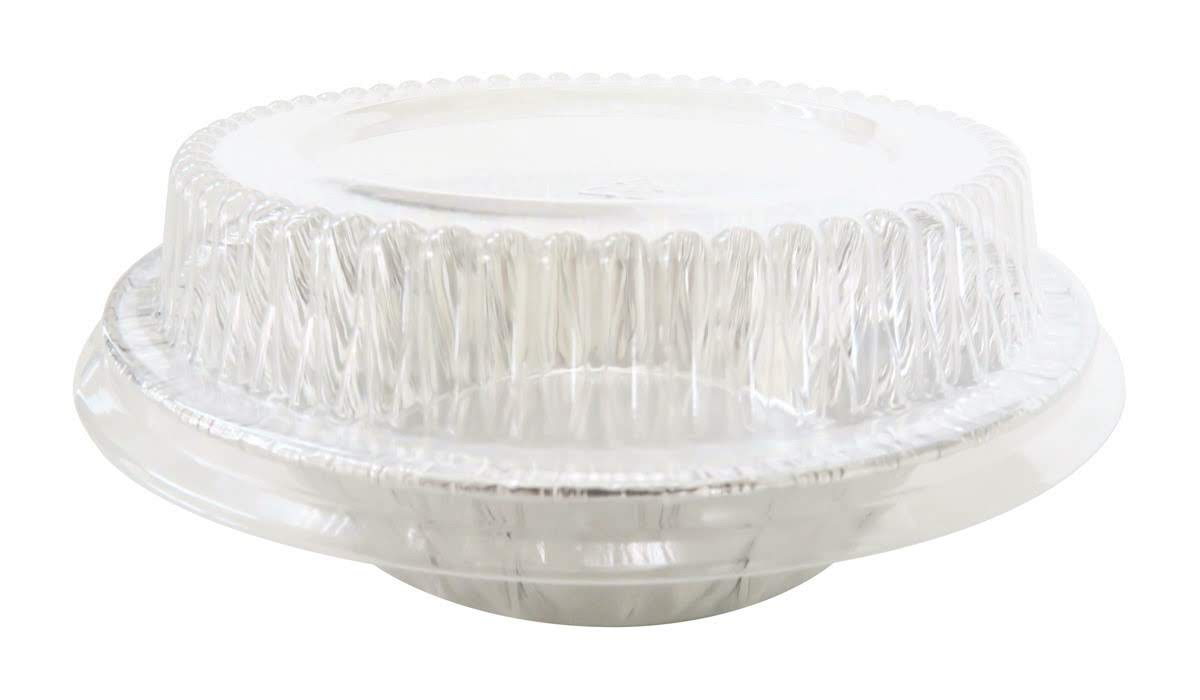 5" Disposable 8 oz.  Foil Tart or Pie Pan w/ Snap on Lids  Case of 1000 - #501P KitchenDance