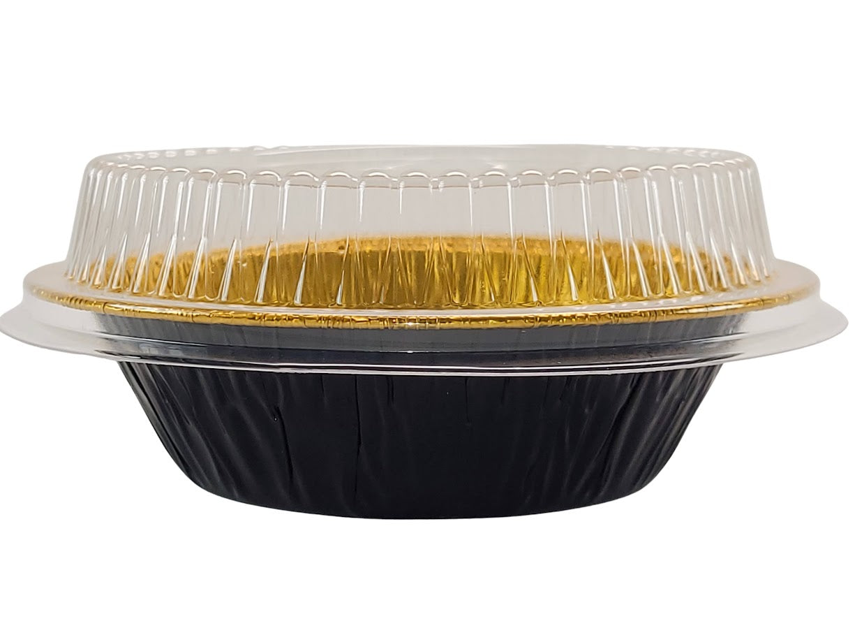 5" Disposable 8 oz.  Foil Tart or Pie Pan w/ Snap on Lids  Case of 1000 - #501P KitchenDance