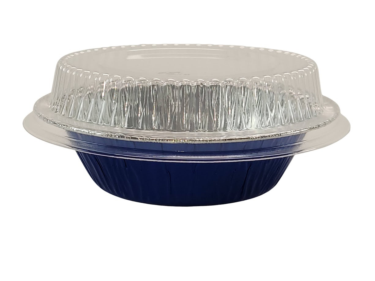 5" Disposable 8 oz.  Foil Tart or Pie Pan w/ Snap on Lids  Case of 1000 - #501P KitchenDance