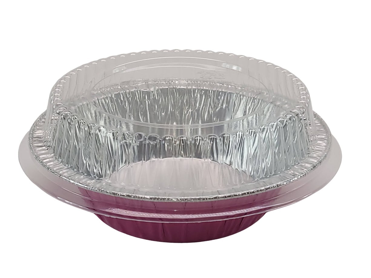 5" Disposable 8 oz.  Foil Tart or Pie Pan w/ Snap on Lids  Case of 1000 - #501P KitchenDance
