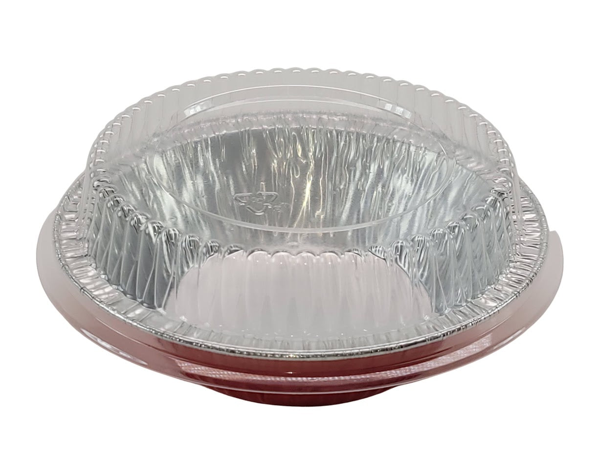 5" Disposable 8 oz.  Foil Tart or Pie Pan w/ Snap on Lids  Case of 1000 - #501P KitchenDance