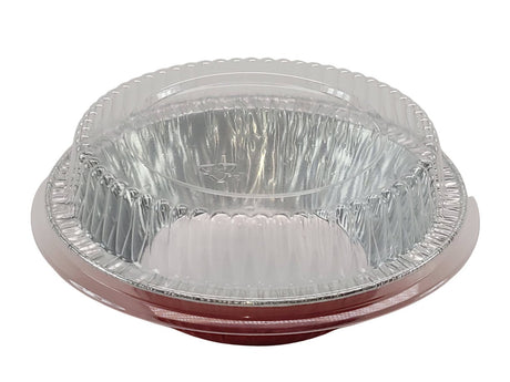 5" Disposable 8 oz.  Foil Tart or Pie Pan w/ Snap on Lids  Case of 1000 - #501P KitchenDance