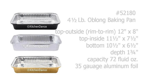 4 ½ lb. Colored Disposable Food Pan with Board Lid - Case of 200 - #52180L KitchenDance