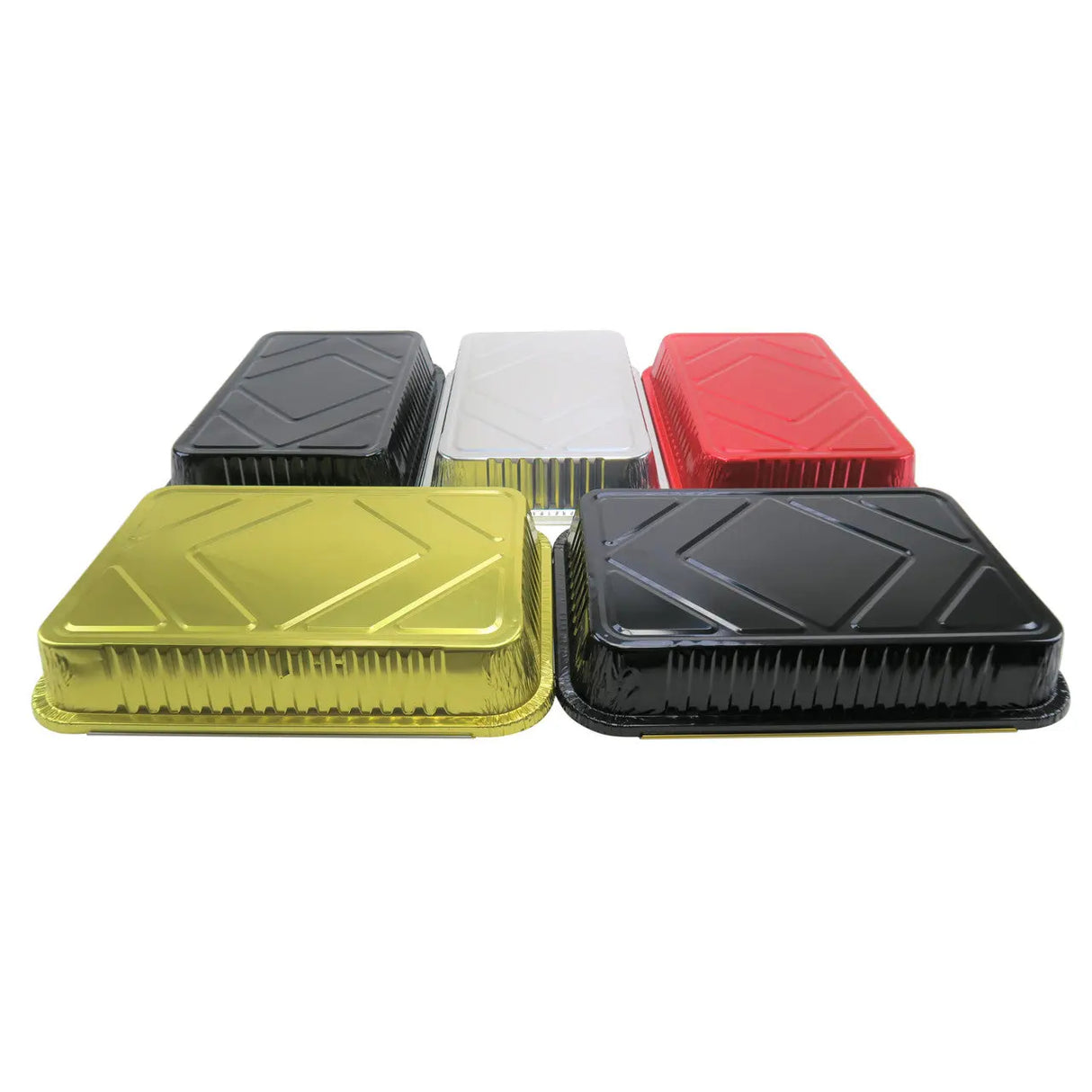 4 ½ lb. Colored Disposable Food Pan w/ Plastic Lid - Case of 200 #52180P