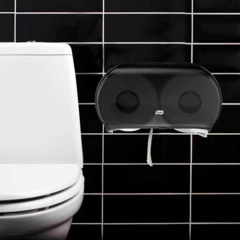 Tork Twin Jumbo Toilet Paper Roll Dispenser Smoke - Case of 1 - #56TR