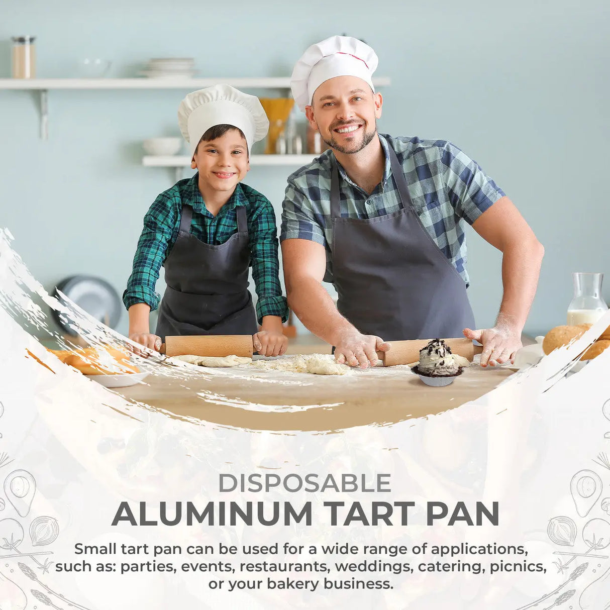 3" Disposable Small Aluminum Foil Tart Pan- Case of 1000  #301 KitchenDance