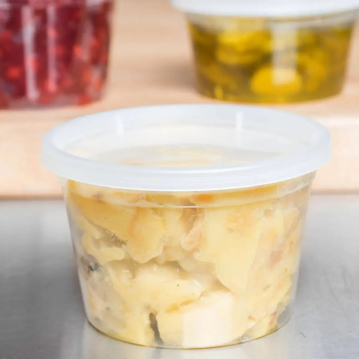 Tripack Deli Pro 16 oz. Round Microwavable Food Storage Deli Container With Lid Combo Pack - Case of 240 - #TD40016 Tripack Deli Pro