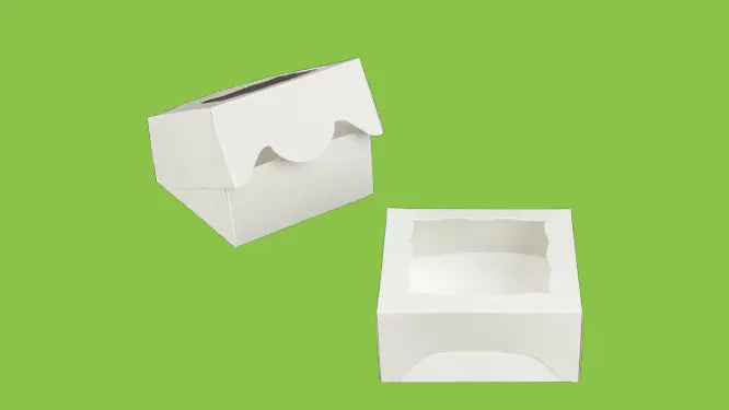 5" x 5" x 2 1/2" White Timesaver Box with Window - case of 100 BRP Box shop