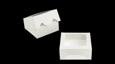 5" x 5" x 2 1/2" White Timesaver Box with Window - case of 100 BRP Box shop